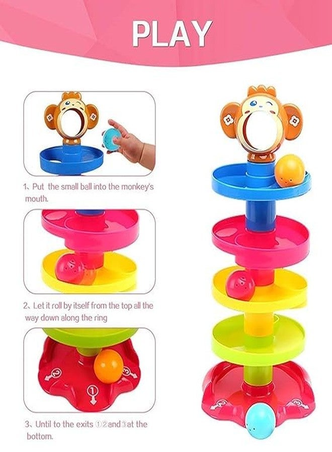 JAPSI Monkey Ball Drop Toy | Ramp Roll Ball Tower for Toddlers | Ball Drop & Roll Swirling Tower | Educational Brain Development Activity & Learning Monkey Toys 5 Layer Tower for Kids 3 Years & Above - Image 3